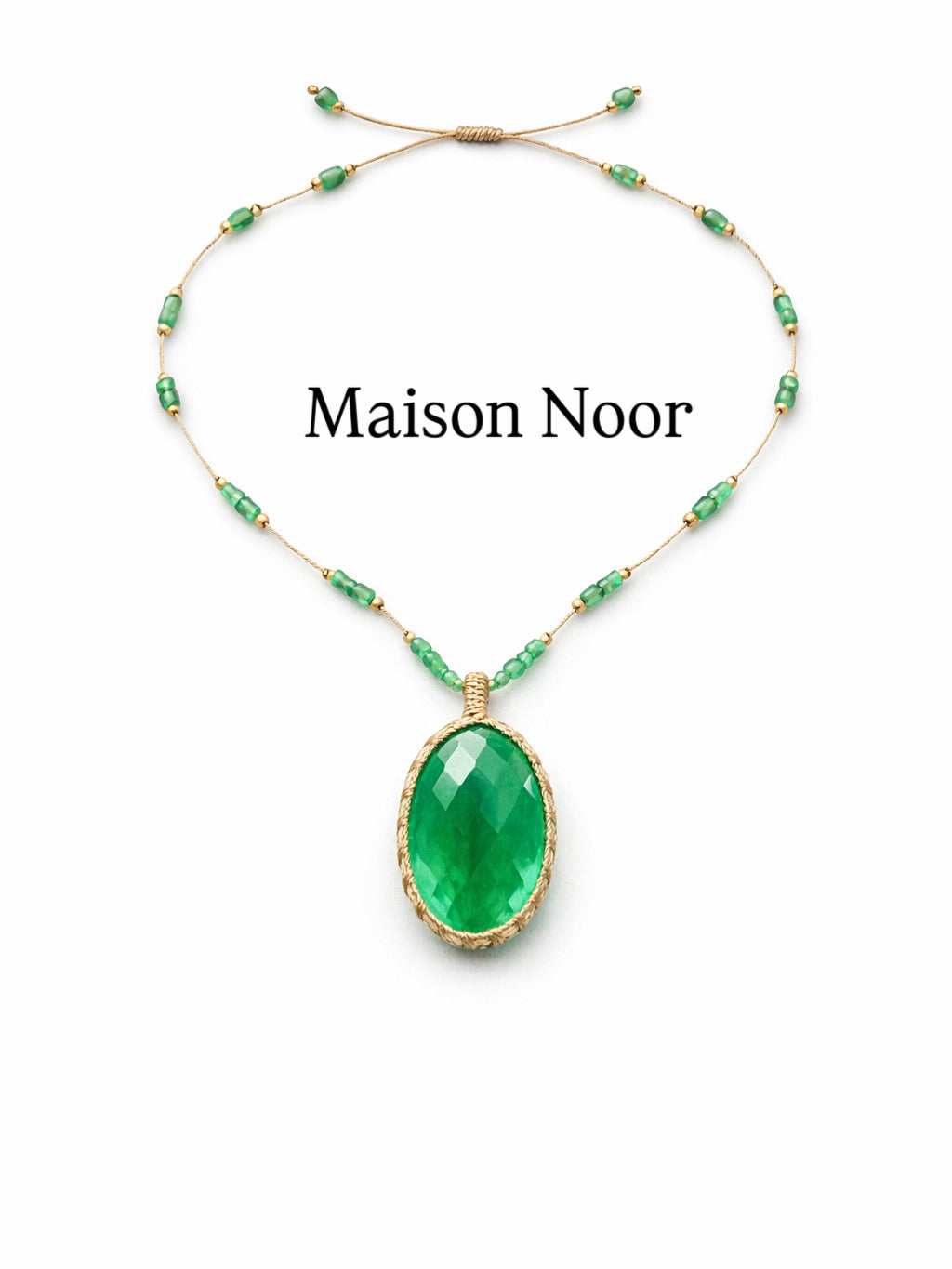 Noor – Collier en Agate Verte Naturelle