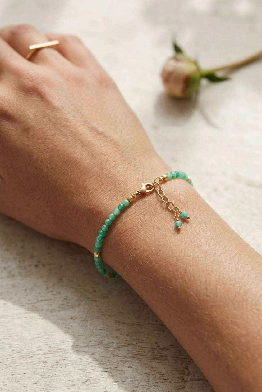 Bracelet Noor – Agate Verte Naturelle