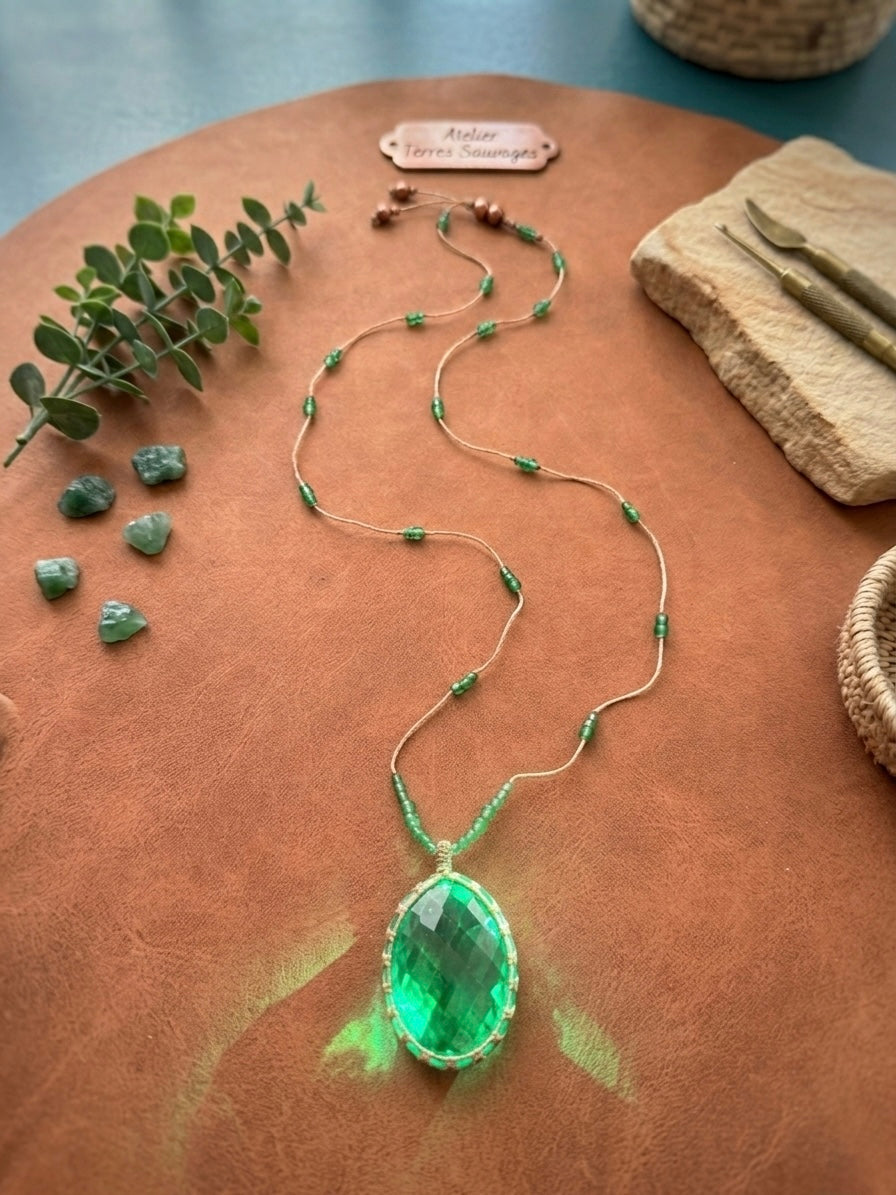 Noor – Collier en Agate Verte Naturelle