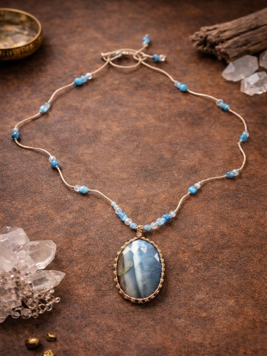 Noor – Collier en Opale Bleue Owyhee Naturelle